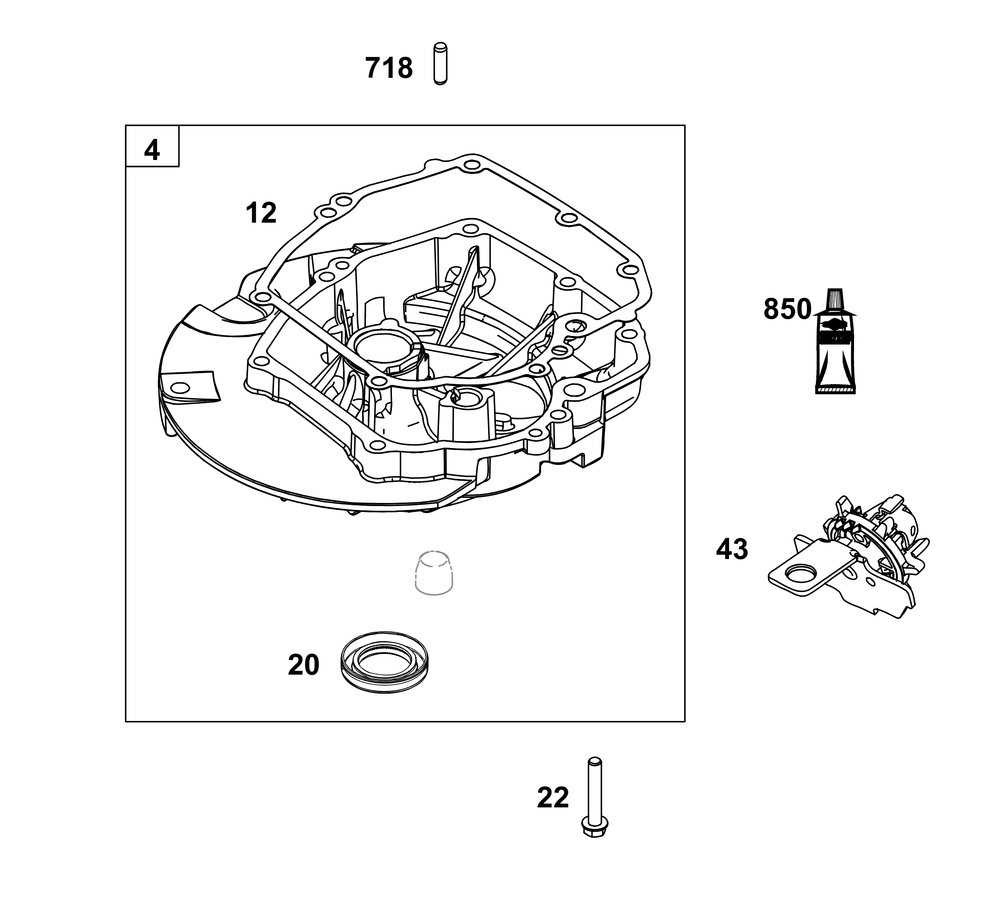 Crankcase Cover/Sump Group Diagram and Parts List for 123P02-0002-H5 100000 - 19Z999 Briggs and Stratton Engine